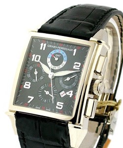 Vintage 1945 GMT Chronograph  White Gold on Strap with Black Dial 