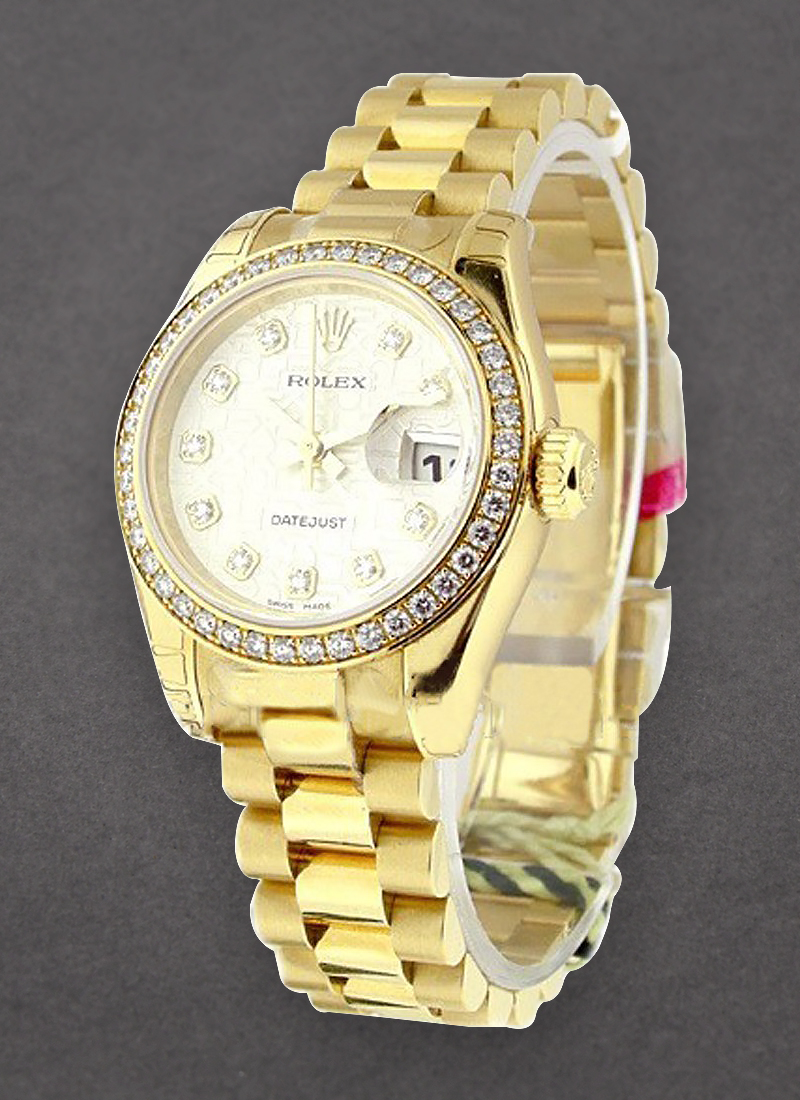 Rolex Unworn President Ladies in Yellow Gold with Diamond Bezel