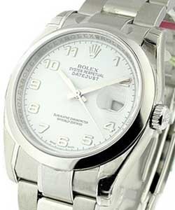 Datejust 36mm in Steel with Domed Bezel on Steel Oyster Bracelet with White Arabic Dial