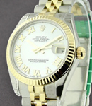 Midsize 31mm Datejust in Steel with Yellow Gold Fluted Bezel on Jubilee Bracelet with MOP Roman Dial