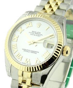 Midsize 31mm Datejust in Steel with Yellow Gold Fluted Bezel on Jubilee Bracelet with MOP Roman Dial