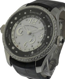 Classique Elegance World Time 24-Hour Shopping in Steel  on Black Crocodile Leather Strap with Mother of Pearl Dial