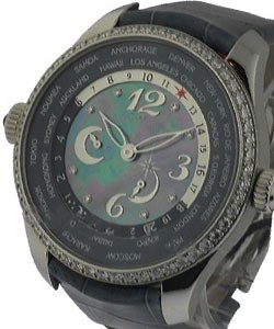 Classique Elegance World Time Lady's Steel on Strap with MOP Diamond Bezel