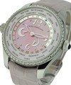 Classique Elegance World Time 24-Hour Shopping Steel with Diamond Bezel on Strap with Pink MOP Dial
