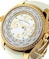 Classique Elegance Lady's World Time WW.TC Rose Gold on Strap with MOP Diamond Bezel