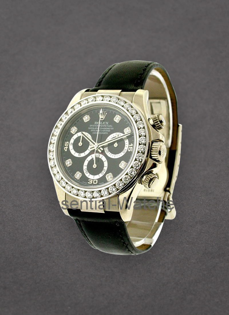 Pre-Owned Rolex Daytona Rolex Movement in White Gold with Custom Diamond Bezel  