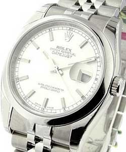 Datejust 36mm in Steel with Domed Bezel on Bracelet with Silver Stick Dial