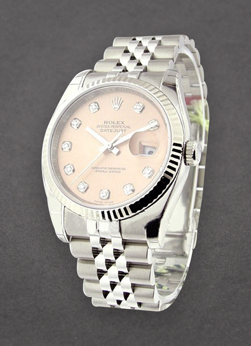 Rolex Unworn Datejust in Steel with White Gold Fluted Bezel