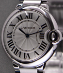Ballon Bleu Mid Size in Steel on Stainless Steel Bracelet with Silver dial