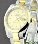 Datejust in Steel with Yellow Gold Smooth Bezel on Steel and Yellow Gold Oyster Bracelet with Champagne Stick Dial