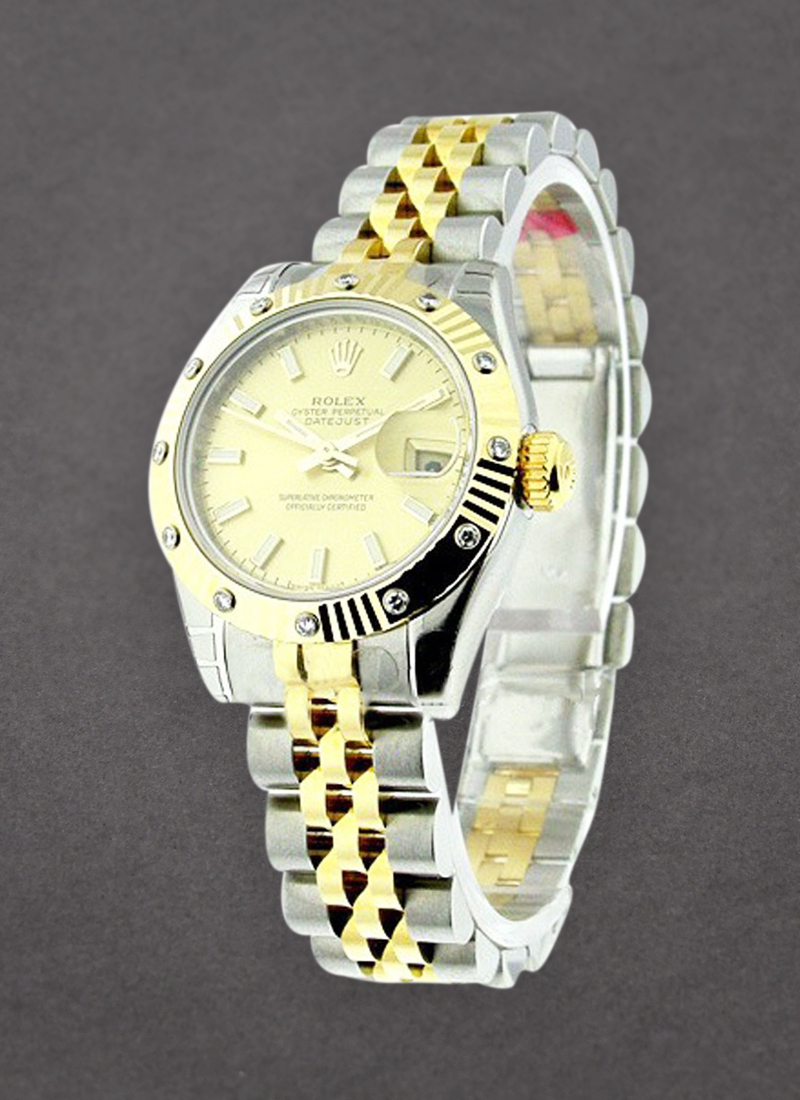 Rolex Unworn Datejust in Steel with Yellow Gold Fluted Diamond Bezel