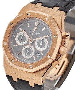 Royal Oak Chronograph in Rose Gold on Brown Crocodile Leather Strap with Grey Dial