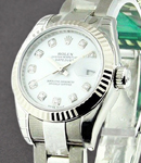 Datejust Ladies 26mm in Steel with White Gold Bezel on Steel Oyster Bracelet with MOP Diamond Dial