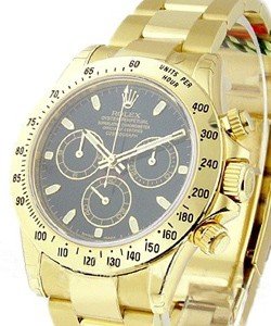Daytona 40mm in Yellow Gold on Yellow Gold Oyster Bracelet with Black Stick Dial