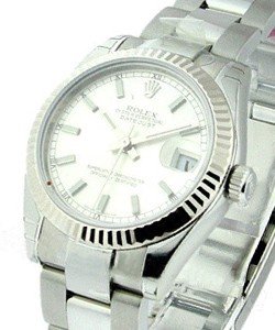 Mid Size Datejust 31mm in Steel with Fluted Bezel on Oyster Bracelet with Silver Stick Dial