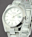 Mid Size Datejust 31mm in Steel with Fluted Bezel on Oyster Bracelet with Silver Stick Dial