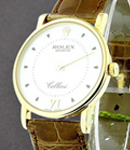 Cellini Classic in Yellow Gold on Brown Crocodile Leather Strap with White Dial