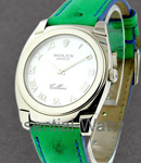 Cellini Cestello in White Gold on Strap with MOP Roman Dial