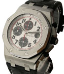 Panda - Royal Oak Offshore Chronograph in Steel on Black Leather Strap with Silver Dial with Black Subdials