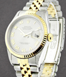 2 -Tone Datejust 36mm with Yellow Gold Fluted Bezel on Jubilee Bracelet with Silver Roman Dial