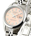 Lady's Datejut 26mm with Smooth Bezel on Jubilee Bracelet with Salmon Arabic Dial