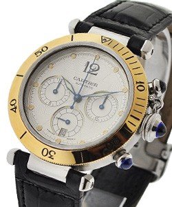 Cartier 38mm Pasha Chronogrpah 2-Tone Automatic 2-Tone on Strap with Silver Dial
