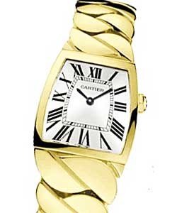 La Dona de Cartier 34mm in Yellow Gold - Small Size on Yellow Gold Bracelet with Silver Guilloche Dial