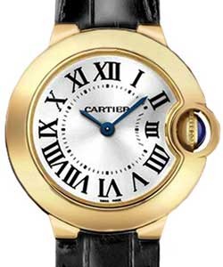 Ballon Bleu - Mid Size Yellow Gold on Strap with Silver Dial