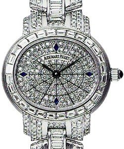 Lady's Gem - Set Collection with Baguette Diamond Bezel White Gold on Diamond Bracelet with Pave Diamond Dial