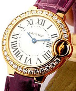 Ballon Bleu Small Size with Diamond Bezel Rose Gold on Strap with Silver Dial