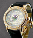 Millenary Gem-set in Rose Gold with Diamond Bezel on Black Satin Strap with Mother of Pearl Dial