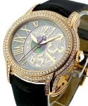 Millenary Gem-set in Rose Gold with Diamond Bezel on Black Satin Strap with Mother of Pearl Dial