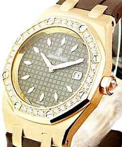 Royal Oak Lady's Rose Gold - Diamond Bezel  Rose Gold on Brown Rubber Strap with Brown Dial