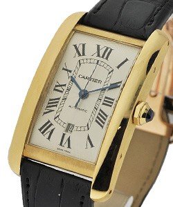Tank Americaine -  XL Jumbo Size Yellow Gold on Strap with Silver Dial
