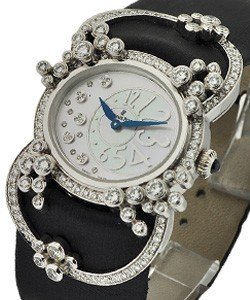 Contemporary Millenary Precieuse with Diamond Case 18KT White Gold on Strap with MOP & 12 Diamonds Dial