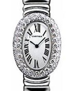 Baignoire - Factory Diamond Case  White Gold on Bracelet with Silver Dial