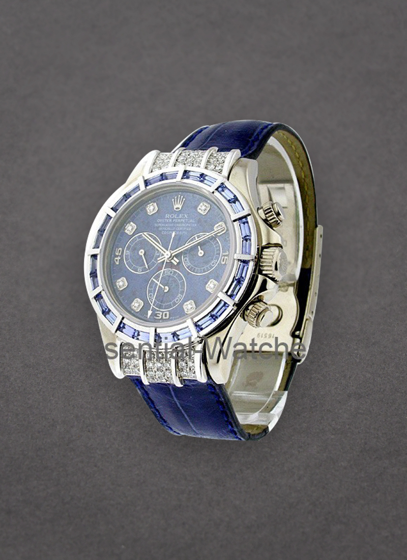 Pre-Owned Rolex Custom Daytona in White Gold with Sapphire Bezel and Diamond Lugs   