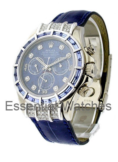Pre-Owned Rolex Custom Daytona in White Gold with Sapphire Bezel and Diamond Lugs   
