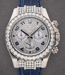 Custom Daytona with added Diamond Bezel and Diamond Lugs   on Blue Crocodile Leather Strap with Pave Diamond Dial