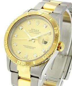 Datejust 36mm with Turn-O-Graph Bezel on Oyster Bracelet with Champagne Diamond Dial