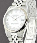 Mid Size 31mm Datejust in Steel with Fluted Bezel on Jubilee Bracelet with White Roman Dial