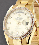 Presidential - Rose Gold - Diamond Bezel - 36mm  on Oyster Bracelet with Silver Diamond Dial