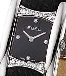 Beluga Manchette with Diamond Bezel Steel on Strap with Black Diamond Dial