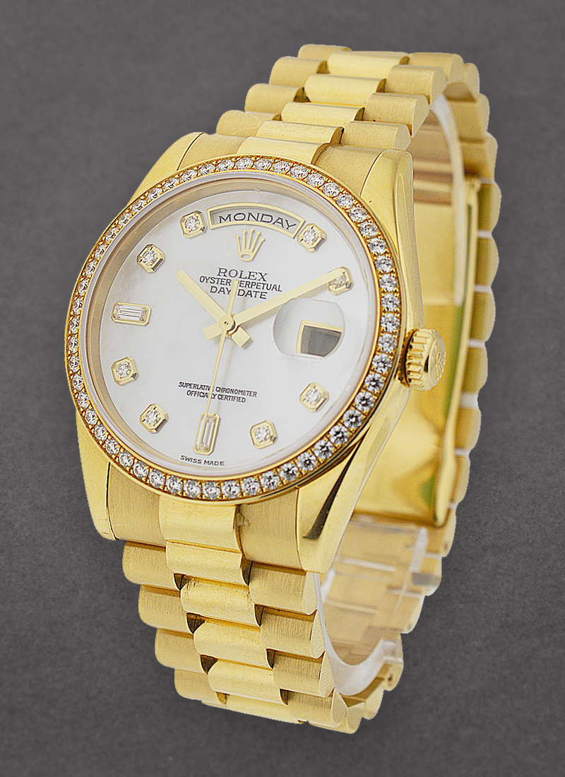 Pre-Owned Rolex Day-Date - President - 36mm - Yellow Gold - Diamonds Bezel