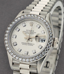 Ladies President in White Gold with Diamond Bezel on White Gold President Bracelet with Silver Diamond Dial