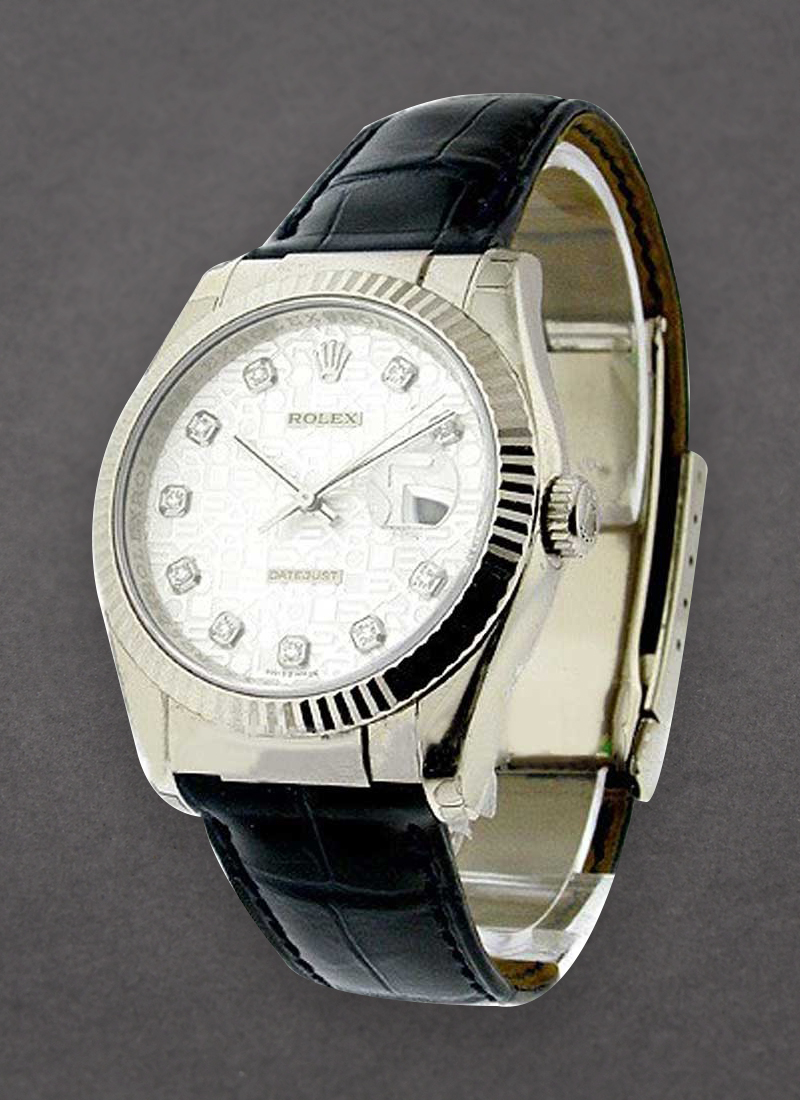 Rolex Unworn Datejust in White Gold with Fluted Bezel