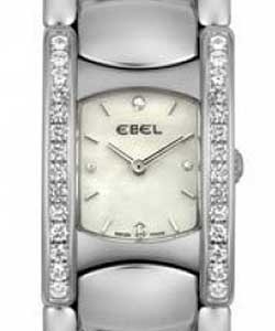 Beluga Manchette in Steel with Diamond Bezel on Steel Bracelet with White Mother of Pearl Diamond Dial