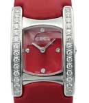 Beluga Manchette with Diamond Bezel Steel on Strap with Red Diamond Dial
