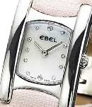 Beluga Manchette in Steel on Light Pink Satin Strap with White MOP Dial