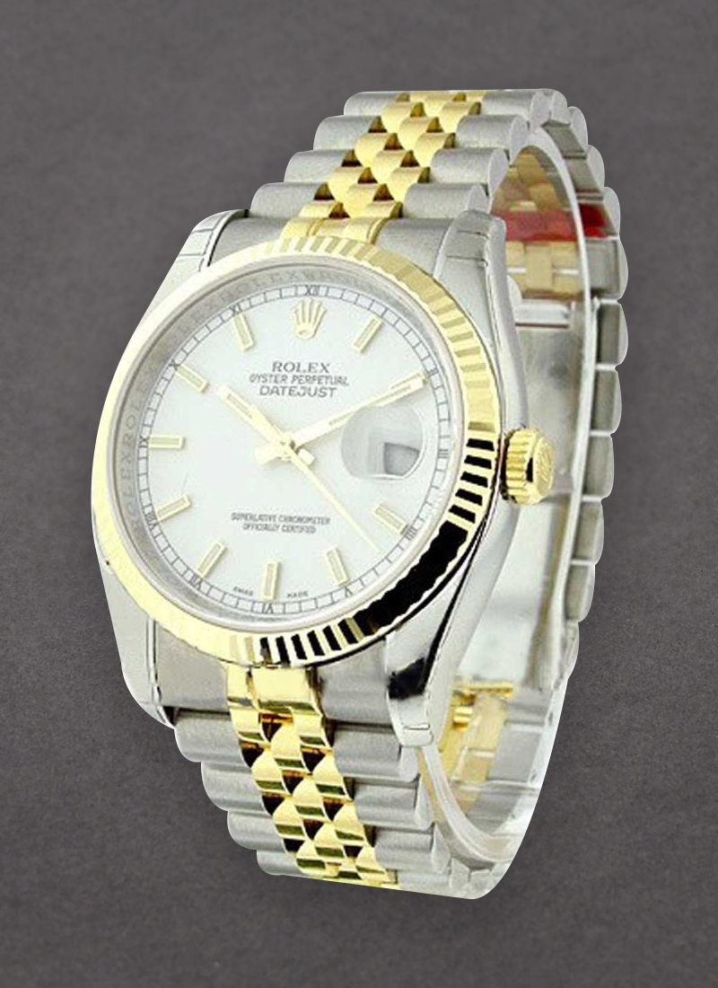 Rolex Unworn Datejust 36mm in Steel with Yellow Gold Fluted Bezel